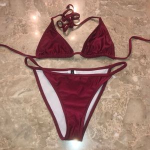 FashionNova Wine/Merlot Triangle Bikini Set